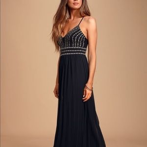 Glamorous Gala Black Embroidered Maxi Dress